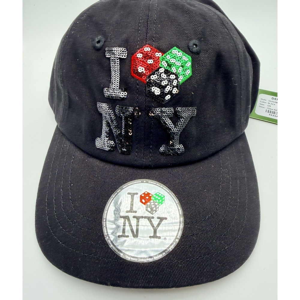 Denim Tears I Love NY Dice Sequin Hat Black Adjustable Cap SS25ABC008